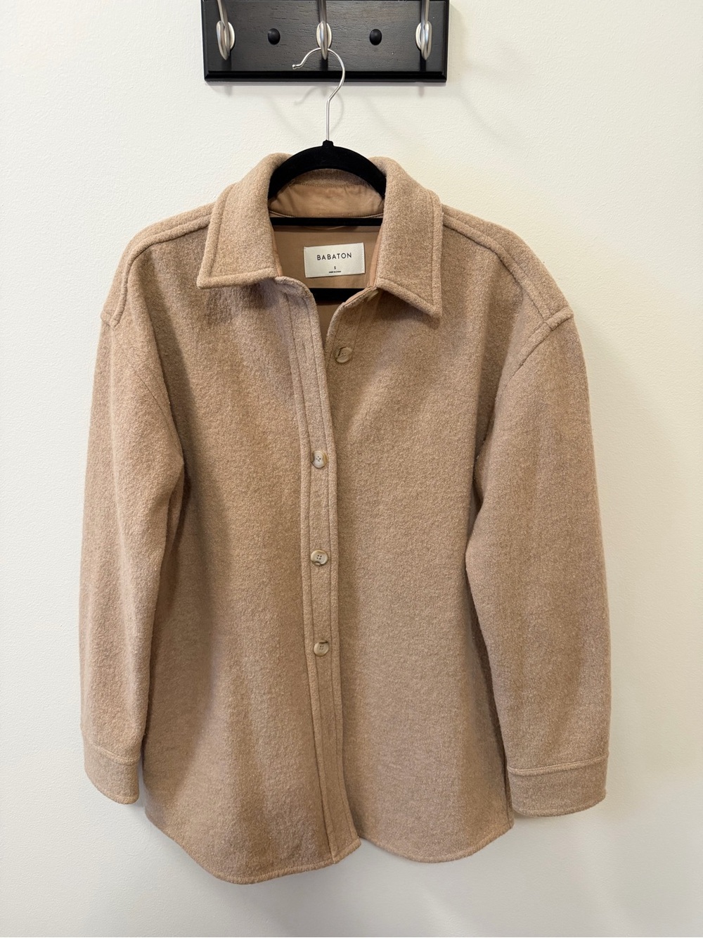 Babaton Tan Wool-Blend Button Jacket